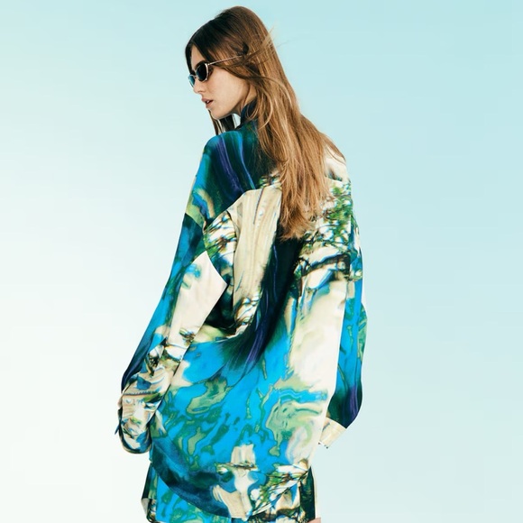 H&M Studio Abstract-Patterned Chiffon Shirt - Picture 2 of 6